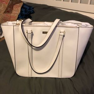 Large white leather Kate spade tote bag